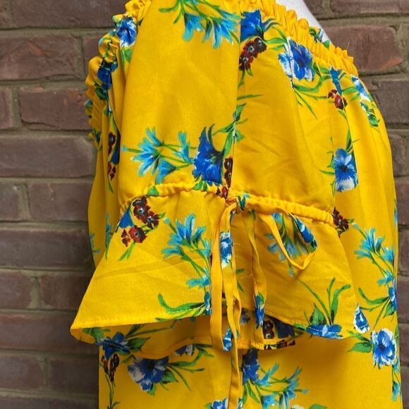 Mustard Floral Off Shoulder Top Size XL NWOT - Picture 2 of 6
